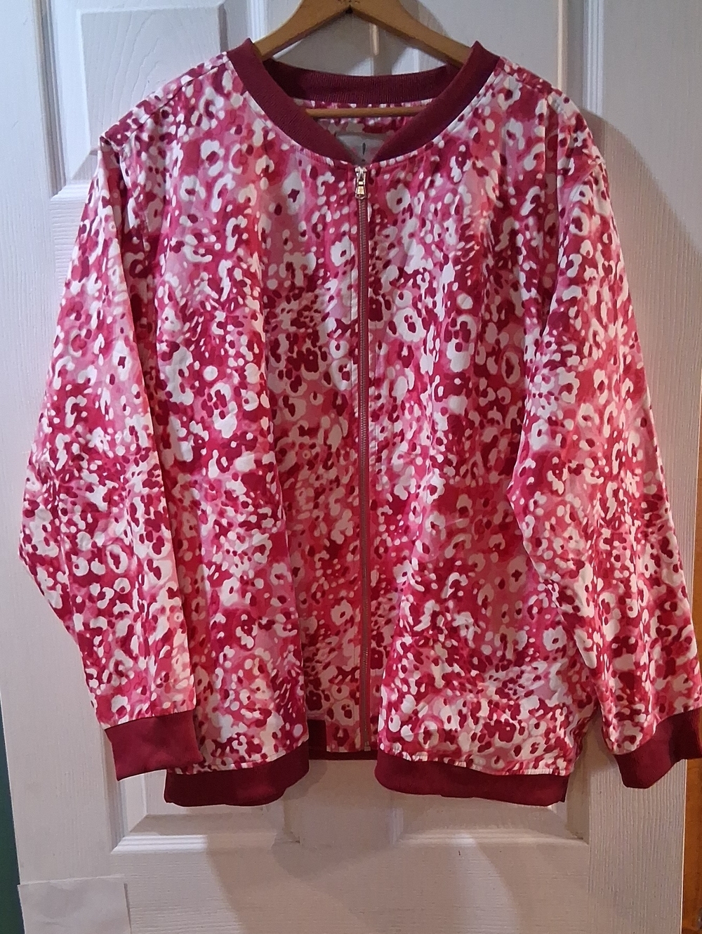 Isaac Mizrahi Pink Floral Print Zip Bomber Jacket